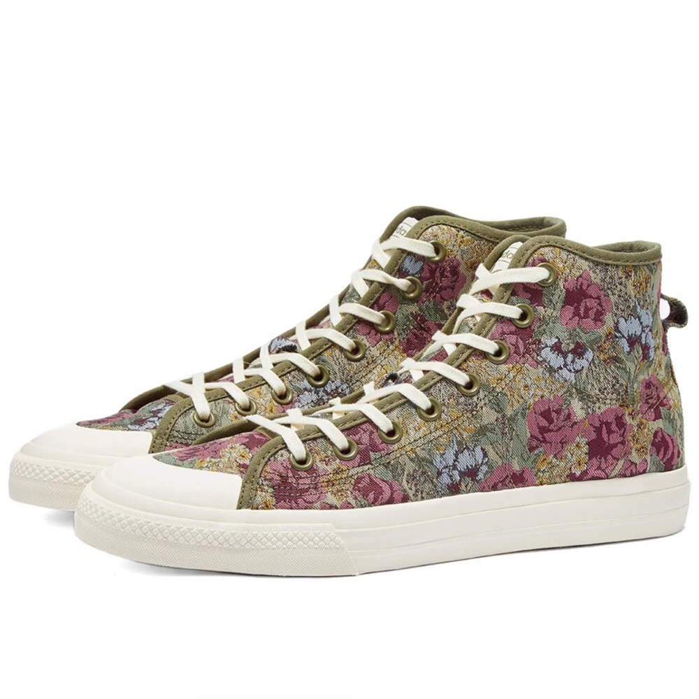 Adidas Nizza Hi RF Olive and Floral High-Tops men’s 5 women’s 6